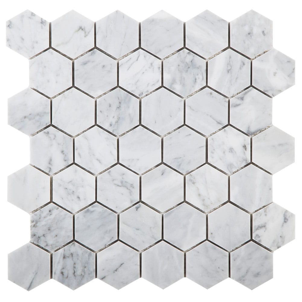 Bianco White Carrara Marble 2 Inch Hexagon Mosaic Tile Polished (5-Pack)